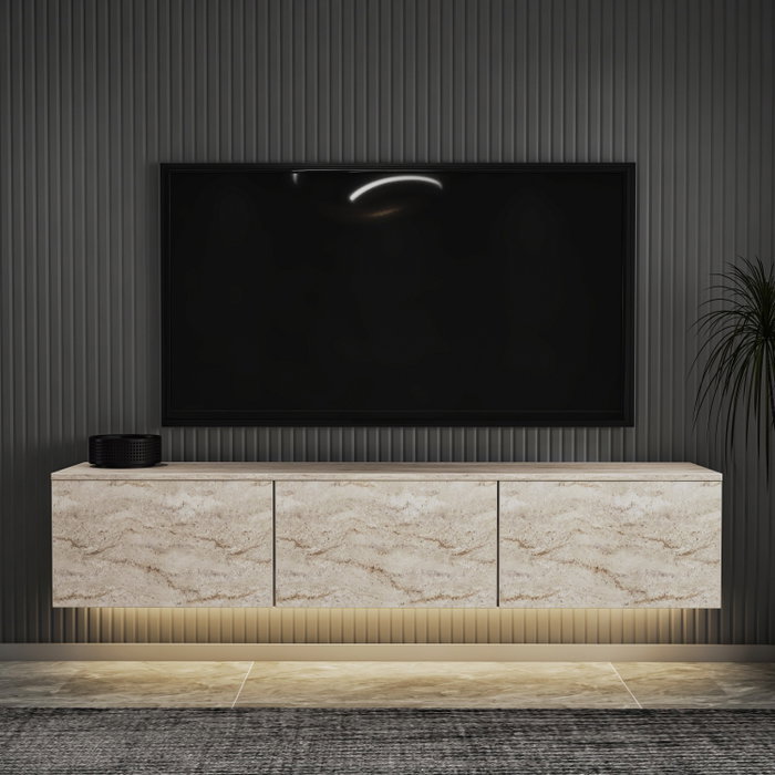 Hanah Home Soporte de TV Travertino con Estantes Hanah Home Soporte de TV Travertino con Estantes